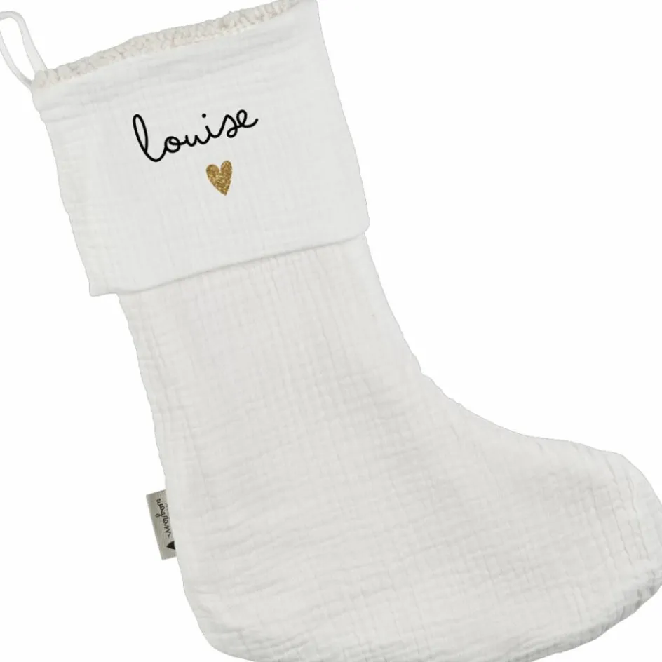 Chaussettes de Noël Gaze Ecru (personnalisable)|Atelier Wagram Discount