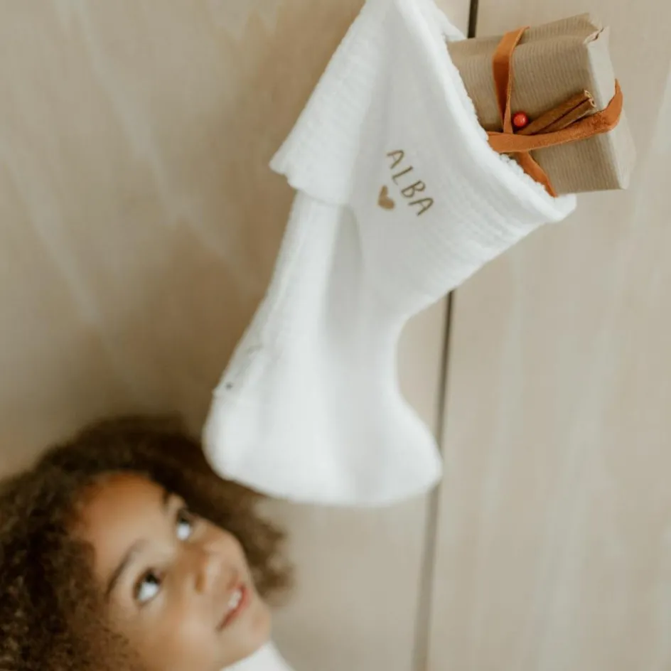 Chaussettes de Noël Gaze Ecru (personnalisable)|Atelier Wagram Discount