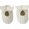 Chaussons avec ailes d'ange gaze de coton rayé galet (0-6 mois)|BB & Co Discount