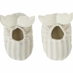 Chaussons avec ailes d'ange gaze de coton rayé galet (0-6 mois)|BB & Co Discount