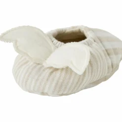 Chaussons avec ailes d'ange gaze de coton rayé galet (0-6 mois)|BB & Co Discount