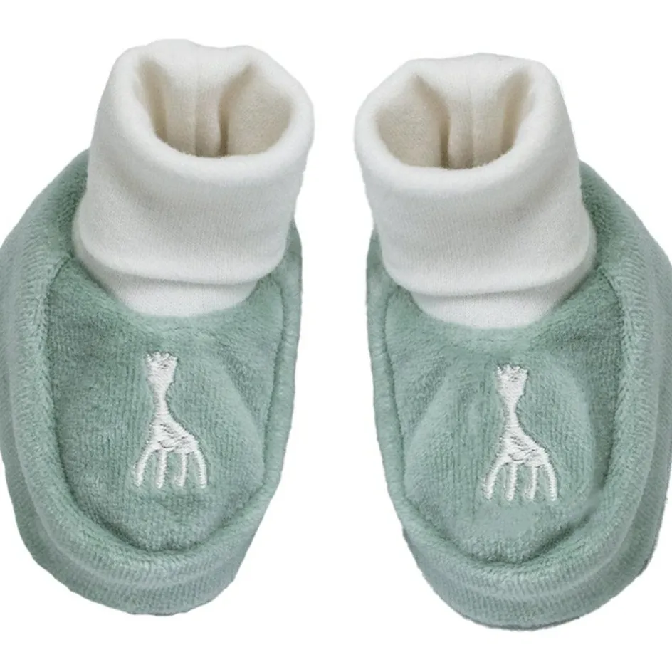 Chaussons en velours olive Sophie la girafe (0-1 mois)|Trois Kilos Sept Best