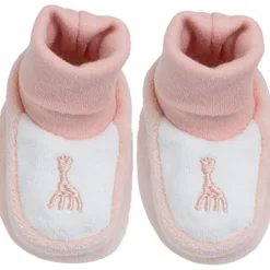 Chaussons en velours rose Sophie la girafe (0-1 mois)|Trois Kilos Sept Sale