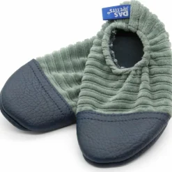 Chaussons Les Petits Velours Gris Vert (pointures 24-26)|Les Pas Petits