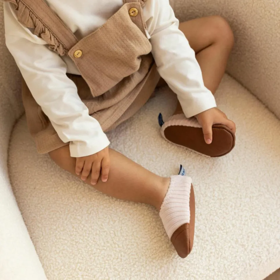 Chaussons Les Petits Velours Rose Pâle (pointures 18-20)|Les Pas Petits New