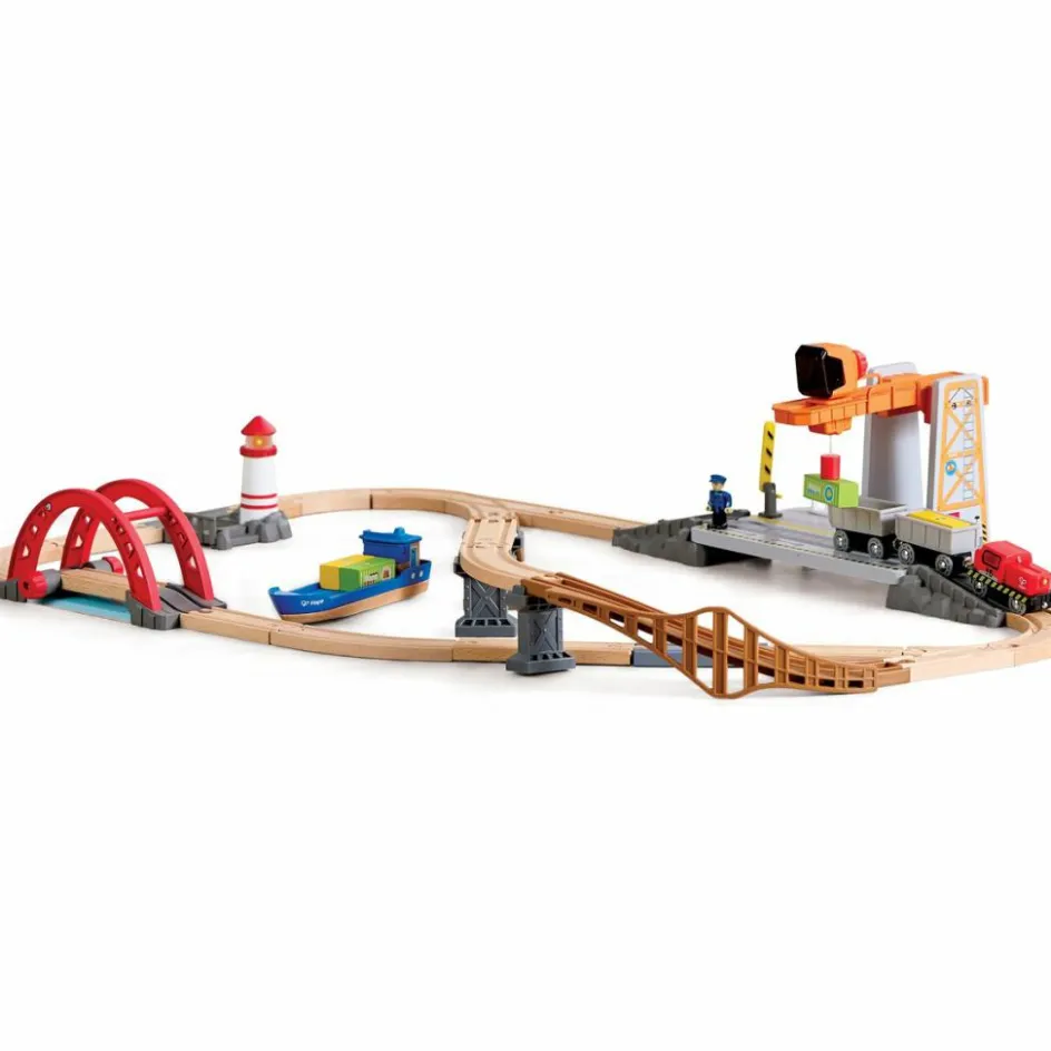 Hot Hape Circuit de train de cargaison avec port maritime