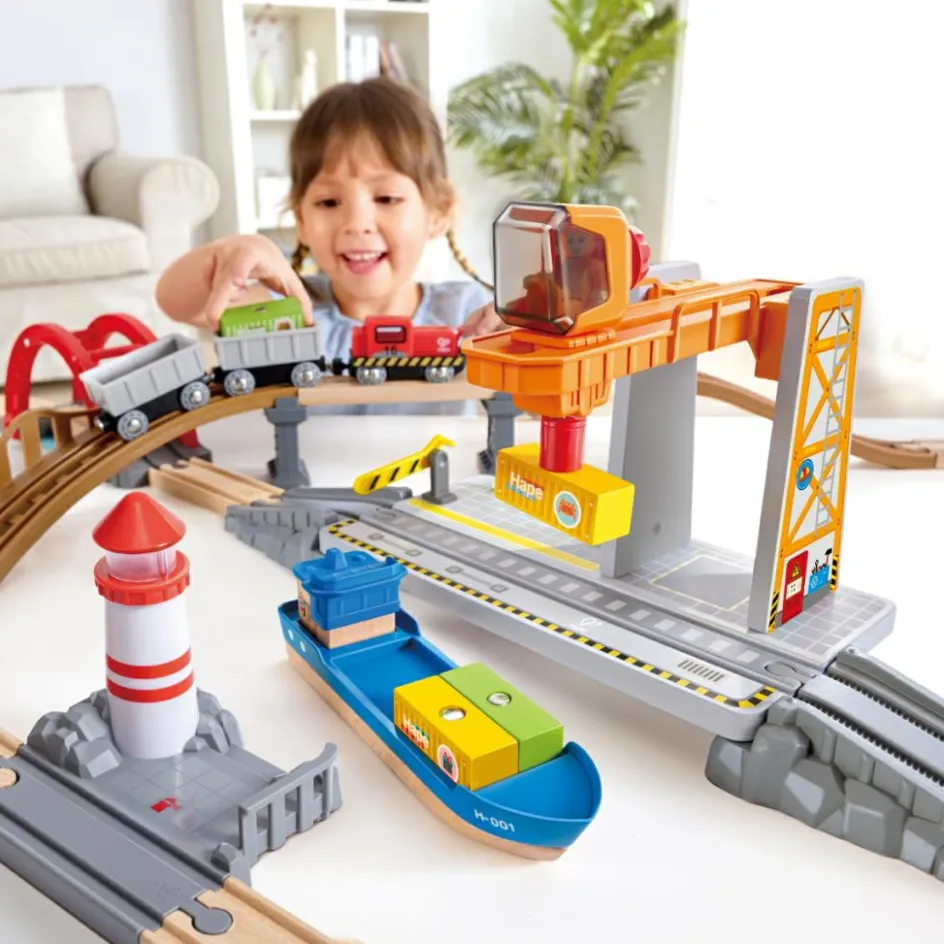 Hot Hape Circuit de train de cargaison avec port maritime