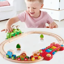 Circuit de train musical en bois jungle|Hape New