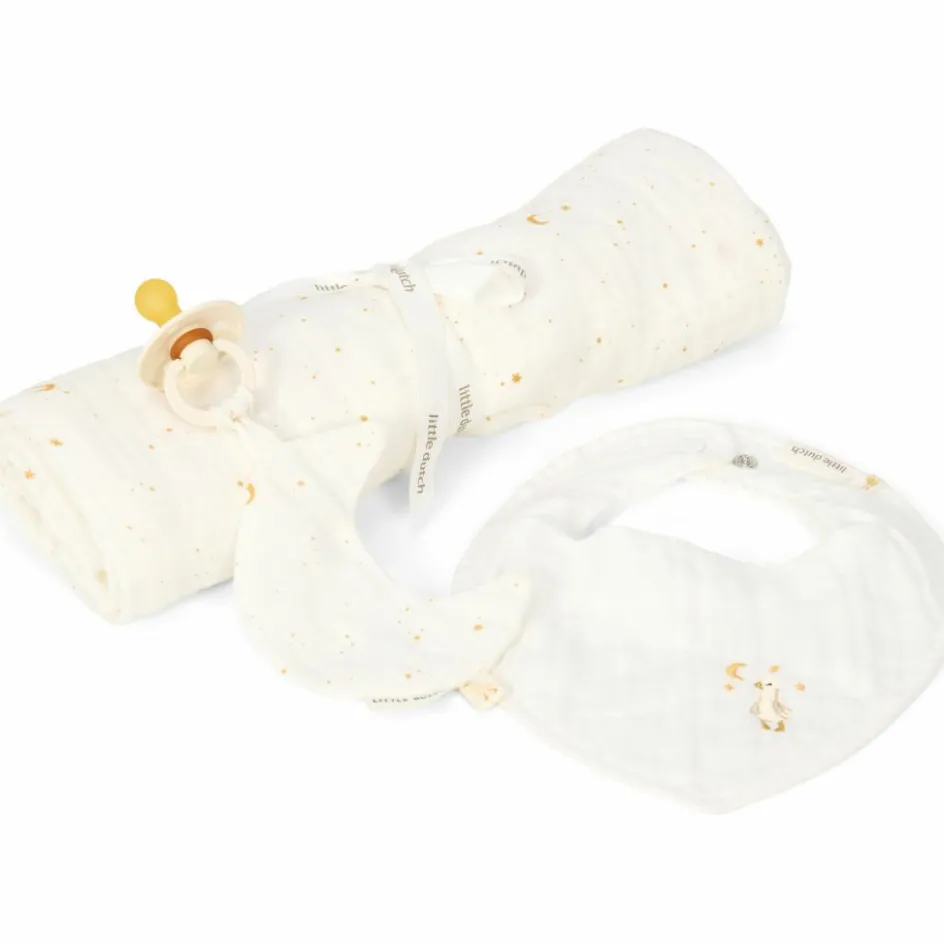New Little Dutch Coffret cadeau attache-sucette, bavoir bandana et lange XL Moon & Stars