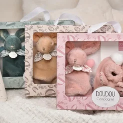 Coffret Chaussons et Doudou Beige Lapin Doudou|Doudou et Compagnie Sale