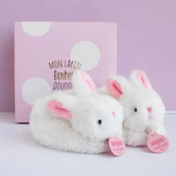 Best Doudou et Compagnie Coffret chaussons hochet Mon tout petit lapin rose (0-6 mois)
