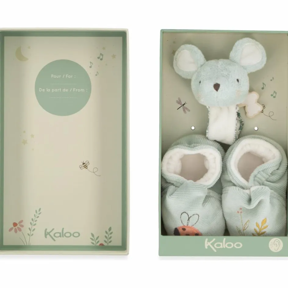 Coffret de naissance chaussons et bracelet sonore Souris|Kaloo Discount