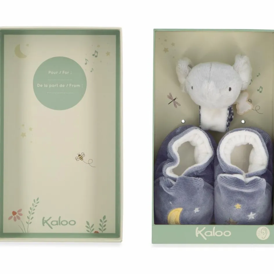 Hot Kaloo Coffret de naissance chaussons et bracelet sonore Eléphant