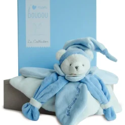 Coffret doudou pétale J'aime mon doudou ours bleu (24 cm)|Doudou et Compagnie Outlet