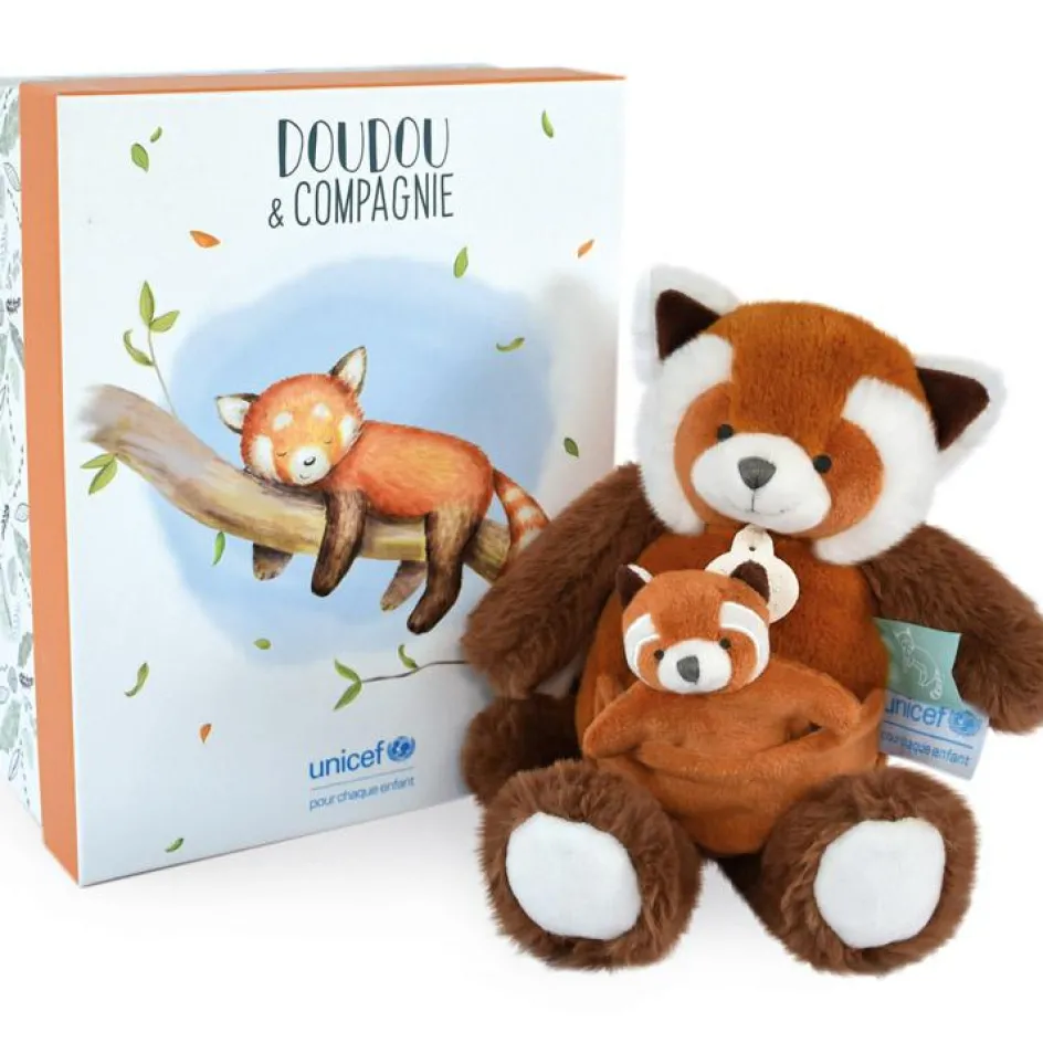 Coffret peluche Panda roux et son bébé (25 cm)|Doudou et Compagnie Discount