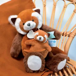 Coffret peluche Panda roux et son bébé (25 cm)|Doudou et Compagnie Discount