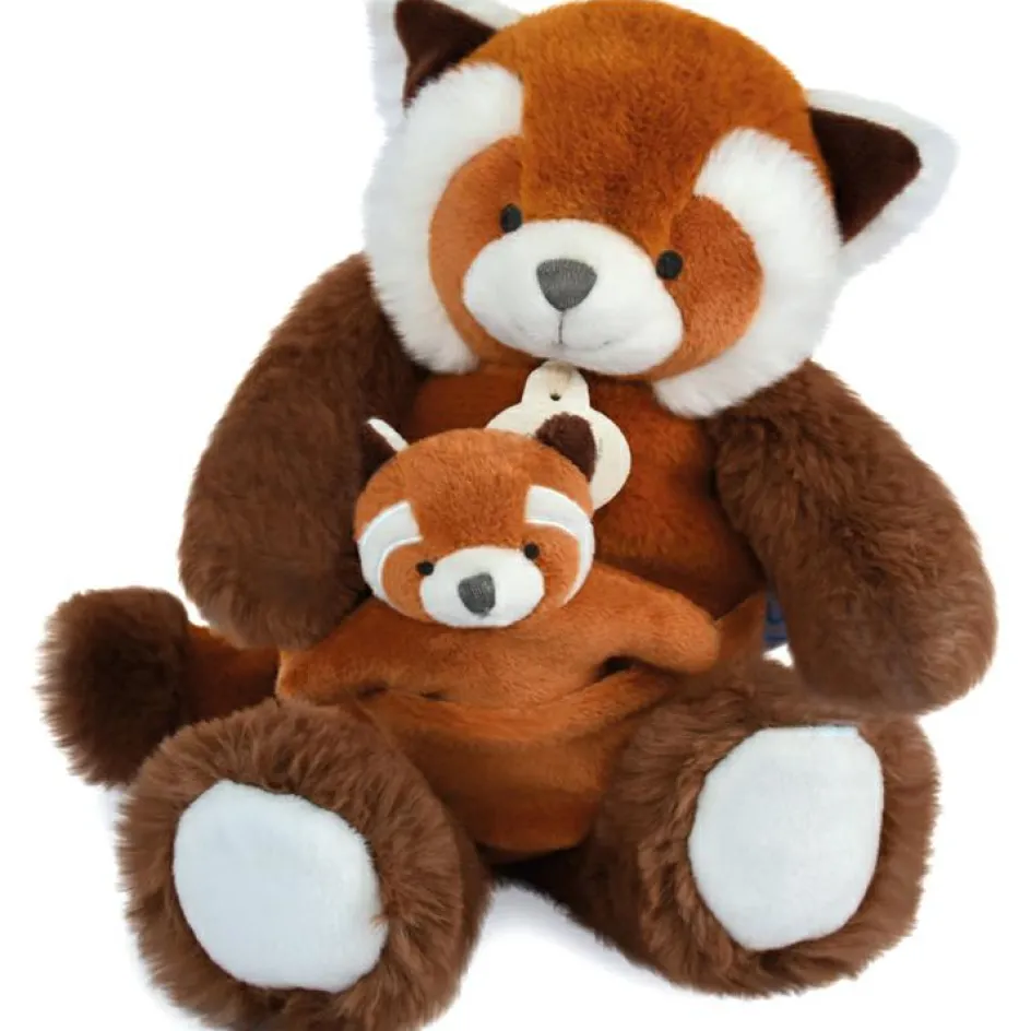 Coffret peluche Panda roux et son bébé (25 cm)|Doudou et Compagnie Discount