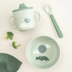 Coffret premier repas Happy clouds Vert (3 pièces)|Done by Deer Clearance