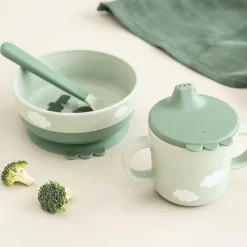 Coffret premier repas Happy clouds Vert (3 pièces)|Done by Deer Clearance