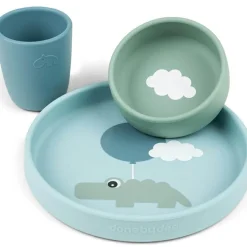 Sale Done by Deer Coffret repas en silicone Happy clouds bleu (3 pièces)