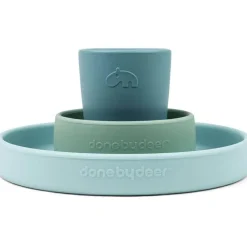 Sale Done by Deer Coffret repas en silicone Happy clouds bleu (3 pièces)