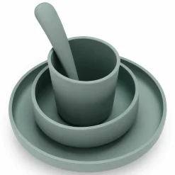 New Jollein Coffret repas en silicone Ash green vert (4 pièces)
