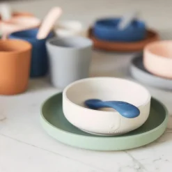 New Jollein Coffret repas en silicone Ash green vert (4 pièces)
