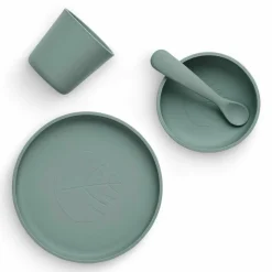New Jollein Coffret repas en silicone Ash green vert (4 pièces)