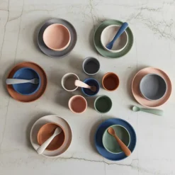 New Jollein Coffret repas en silicone Ash green vert (4 pièces)