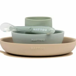 Coffret repas en silicone sable-vert (4 pièces)|Nattou Hot