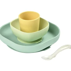 Coffret repas en silicone jaune et vert (4 pièces)|Béaba Online