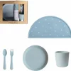 Coffret repas Round Powder Blue (4 pièces)|Mushie
