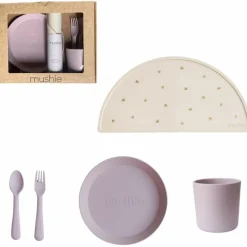 Coffret repas Round Soft Lilac (4 pièces)|Mushie Discount