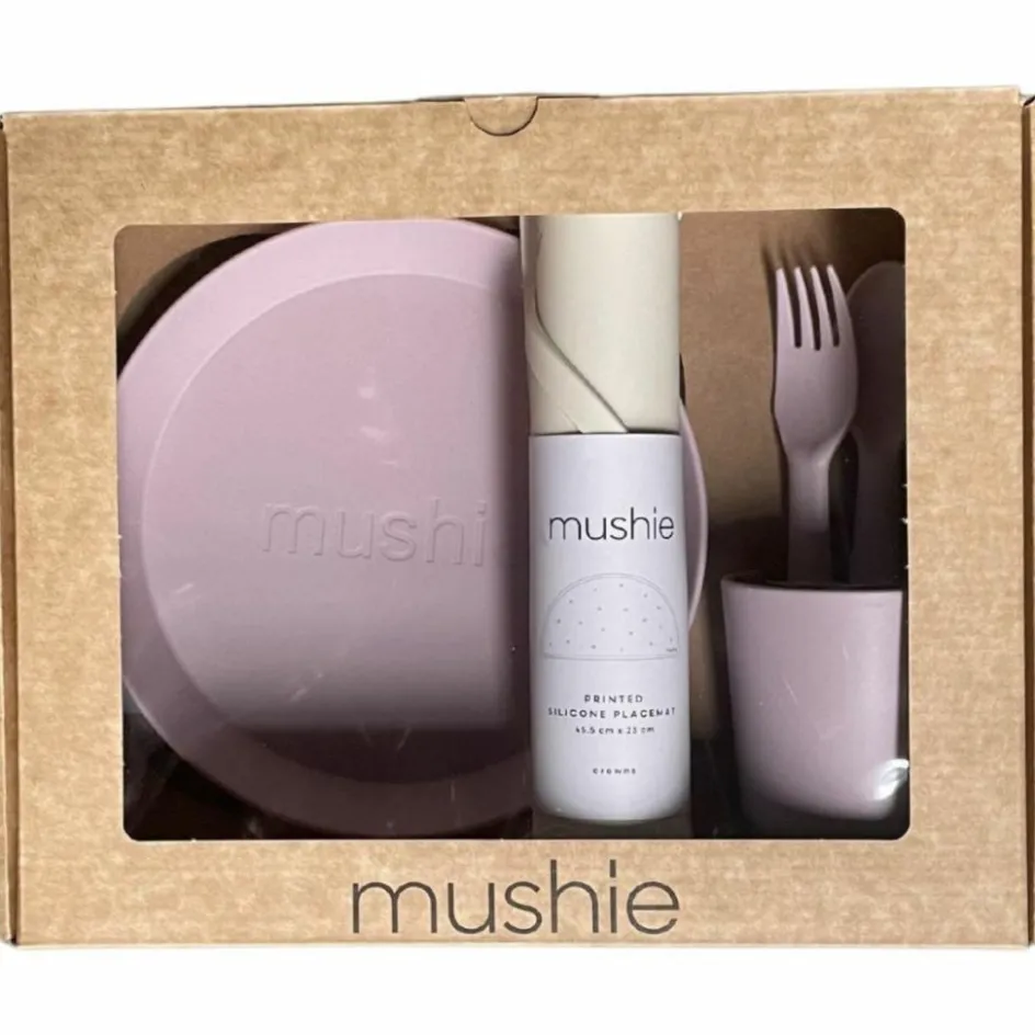 Coffret repas Round Soft Lilac (4 pièces)|Mushie Discount