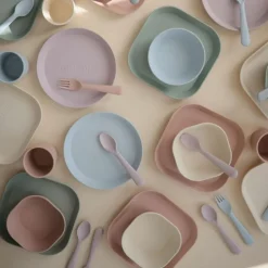 Coffret repas Round Soft Lilac (4 pièces)|Mushie Discount