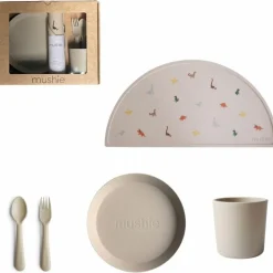 Coffret repas Round Vanilla (4 pièces)|Mushie Discount