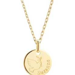 Collier chaîne dessin Colombe personnalisable (plaqué or)|Petits trésors Outlet