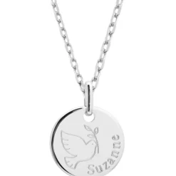 Hot Petits trésors Collier chaîne dessin Colombe personnalisable (argent 925°)