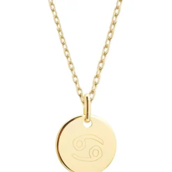 Sale Petits trésors Collier chaîne médaille Cancer personnalisable (plaqué or)