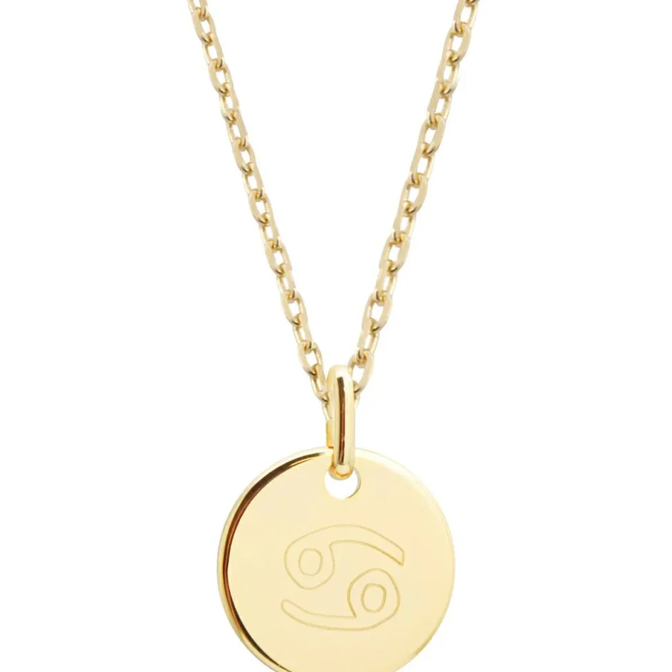 Sale Petits trésors Collier chaîne médaille Cancer personnalisable (plaqué or)