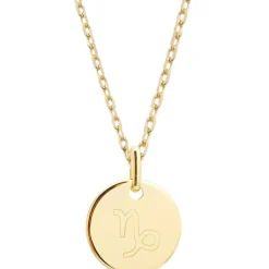 Discount Petits trésors Collier chaîne médaille Capricorne personnalisable (plaqué or)