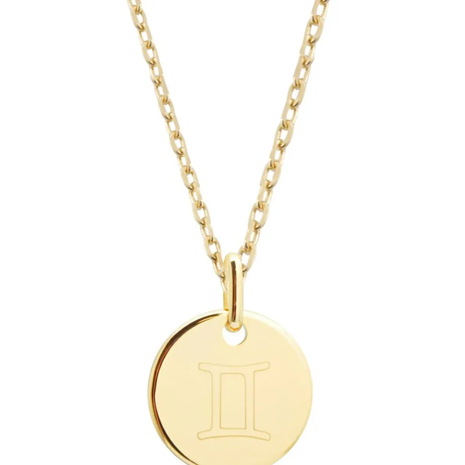 Collier chaîne médaille Gémeaux personnalisable (plaqué or)|Petits trésors Best