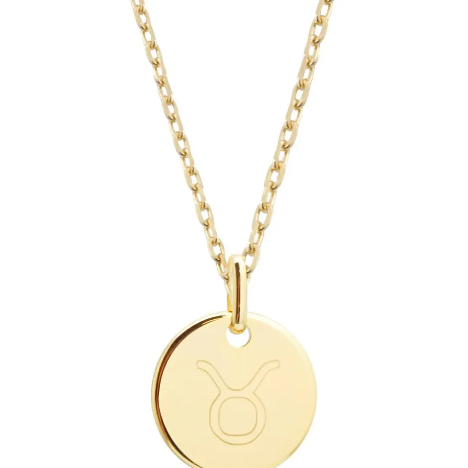 Online Petits trésors Collier chaîne médaille Taureau personnalisable (plaqué or)