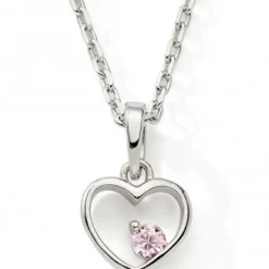 Collier Coeur rose 42 + 3 cm (argent)|Baby bijoux Hot