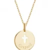 Collier enfant médaille Croix ivoire plaqué or 42 cm (personnalisable)|Petits trésors Online