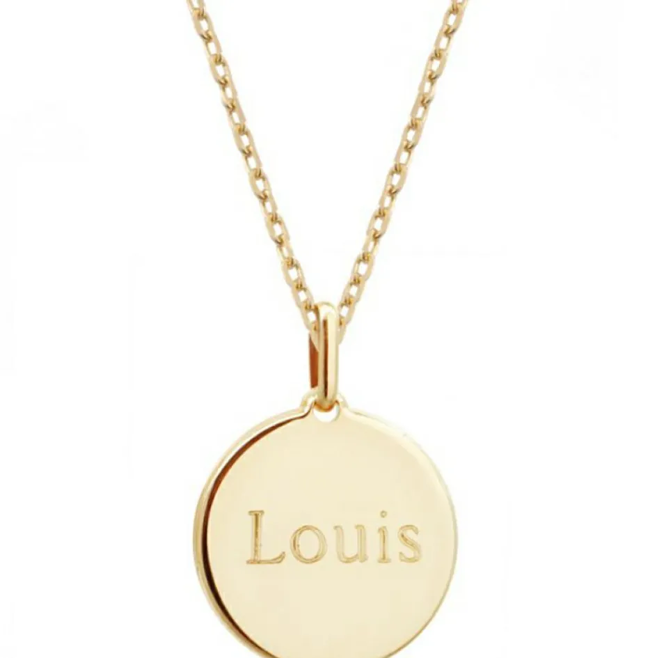 Collier enfant médaille Croix ivoire plaqué or 42 cm (personnalisable)|Petits trésors Online