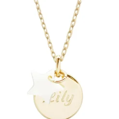 Sale Petits trésors Collier enfant médaille et étoile en nacre personnalisable (plaqué or)