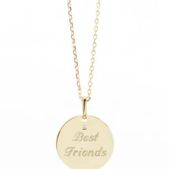 Collier médaille martelée 45 cm personnalisable (plaqué or)|Petits trésors Online