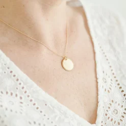 Collier médaille Perlée personnalisable (or jaune 18 carats)|Pleine Lune