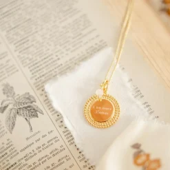 Clearance Pleine Lune Collier médaille Sun pierre fine personnalisable (or jaune 18 carats)